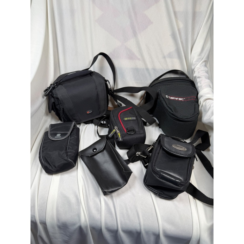 Camera Bag Lot Lowepro Tamrac Minolta Evecase Digital Concepts Black Cases 6pc